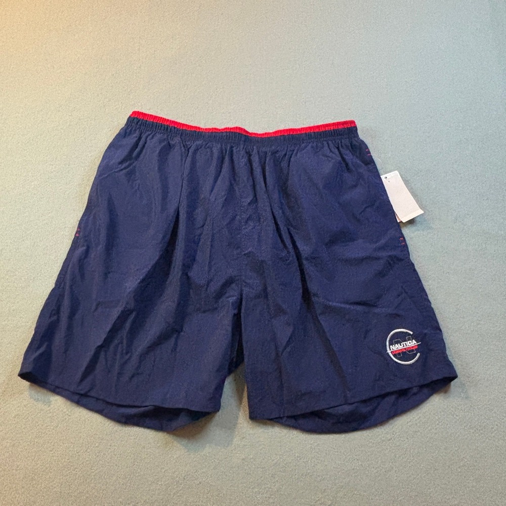VTG Nautica Competition Swim Trunks Mens XL Midnight Blue Nylon Y2K T84129